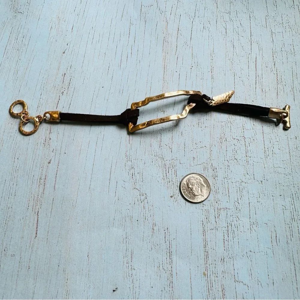 Gold Brown Vegan Leather Tennessee Bracelet